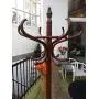 AQ-FURNITURE Coat and Hat Wooden Rack Antique Style with Umbrella Stand Hanger with 12 Hooks Floor Peg Hanger for Clothes Coat and Hat Rack Stand