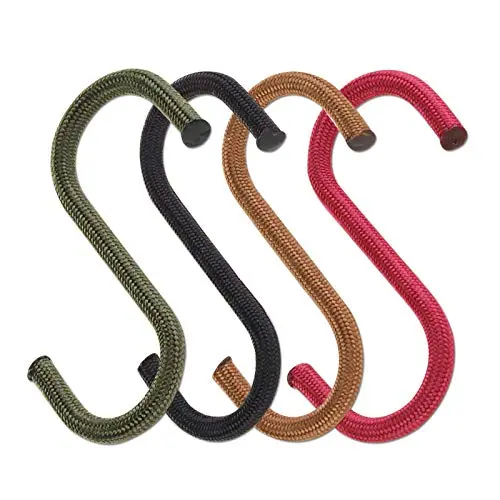 S Hooks, 4 Pack S Shaped Hooks Stainless Steel Solid Bold Handmade Weaved Hangers Hanging Hooks for Kitchen, Closet, Bathroom, Garden, Office, Outdoor (Small 2.4'', B)