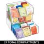 mDesign Plastic Kitchen Pantry, Cabinet, Countertop Organizer Storage Station with 3 Drawers for Coffee, Tea, Sugar Packets, Sweeteners, Creamers, Drink Pods, Packets - 27 Sections - Clear