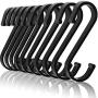 HiGift 24 Packs Black S Hooks, Aluminum S Shaped Hooks, Heavy Duty S Hanger Hooks for Hanging Pots and Pans Rack, Plants, Bags, Coffee Cups, Clothes, Towels, Kitchen Hooks Closet Rod Hooks