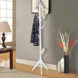 JAD@ Modern Minimalist Coat Rack Solid Wood Clothes Rack Floor Bedroom Hanger Tree Hat Rack Peach Color, White, Wood Color (43.5 43.5 175CM) Rack (Color : White)