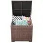 Super Patio Outdoor Patio Storage Box, Brown Wicker Storage Bin Deck Box, 88 Gallon