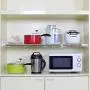 BAOYOUNI Tension Rod Shelf Expandable Closet Organizer Heavy Duty Adjustable Clothes Hanger Rack DIY Space Saver Layered Separator Divider 27.17-36.02, Ivory