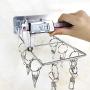 MEIYIN Stainless Steel Wall Mount Clothes Hanger Laundry Drying Rack with 8/10 Clips for Hat Sock Underwear Glove