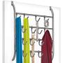 Lynk Over Door or Wall Mount Scarf Holder - Belt, Hat, Jewelry, Accessory Hanger - 16 Hook Organizer Rack - Platinum