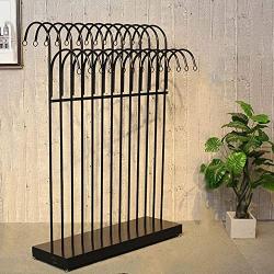 WZP Clothing Display Stand Double Row of Island Clothing Rack,Clothing Store Hook Display Stand,Display Stand Floor Wrought Iron Hanger Rack Floor-Standing/Black / 150CM