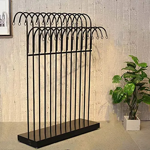 WZP Clothing Display Stand Double Row of Island Clothing Rack,Clothing Store Hook Display Stand,Display Stand Floor Wrought Iron Hanger Rack Floor-Standing/Black / 150CM WZP Clothing Display Stand Double Row of Island Clothing Rack,Clothing Store Hook Display Stand,Display Stand Floor Wrought Iron Hanger Rack Floor-Standing/Black / 150CM