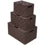 Sorbus Storage Boxes Woven Basket Bin Container Tote Cube Organizer Set Stackable Storage Basket Woven Strap Shelf Organizer Built-in Carry Handles (Lid Bins - 3 Pack, Chocolate)