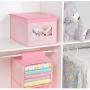 mDesign Decorative Soft Stackable Fabric Closet Storage Organizer Holder Boxes - Clear Window, Attached Lid, for Child/Kids Room, Nursery - Large, Collapsible Foldable - Herringbone Print, 2 Pack - Pink mDesign Decorative Soft Stackable Fabric Closet Storage Organizer Holder Boxes - Clear Window, Attached Lid, for Child/Kids Room, Nursery - Large, Collapsible Foldable - Herringbone Print, 2 Pack - Pink