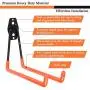 Steel Garage Storage Utility Double Hooks, Heavy Duty Ladder Wall Hooks for Organizing Power Tools, Rust Resistant Non-slip, for Ladders, Bulk items, Bikes, Ropes
