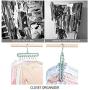 Magic Space Saving Clothes Hangers Multifunctional Smart Closet Organizer Premium Wardrobe Clothing Cascading Hanger 9 slots, Innovative Design for Heavy Clothes, Shirts Pants Dresses Coats(4 Pack)