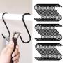 60 Pack 3.5 Inches Heavy Duty Black S Hooks Stainless Steel Metal S Shaped Hooks for Kitchen Bathroom Garden Workshop