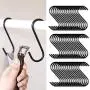 60 Pack 3.5 Inches Heavy Duty Black S Hooks Stainless Steel Metal S Shaped Hooks for Kitchen Bathroom Garden Workshop