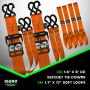 RHINO USA Ratchet Straps Tie Down Kit, 5,208 Break Strength - Includes (4) Heavy Duty 1.6'' x 8 Rachet Tiedowns with Padded Handles & Coated Chromoly S Hooks + (4) Soft Loop Tie-Downs (Orange)