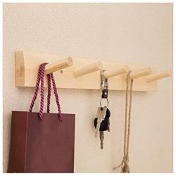 Jiyaru Wooden Coat Rail Rack Hook Wall Mounted Clothes Hanger Hat Holder Burlywood
