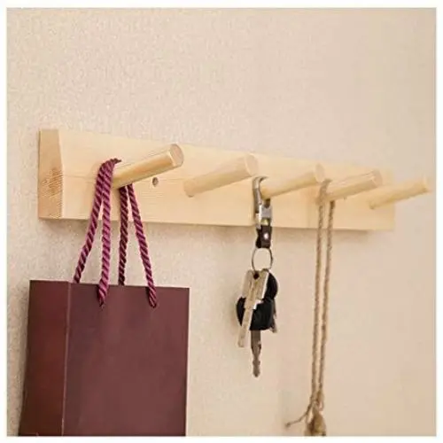 Jiyaru Wooden Coat Rail Rack Hook Wall Mounted Clothes Hanger Hat Holder Burlywood Jiyaru Wooden Coat Rail Rack Hook Wall Mounted Clothes Hanger Hat Holder Burlywood