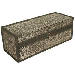 Wald Imports Silver Metal & Wood Decorative Storage Box/Trunk