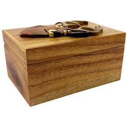 Oberstuff.com Deer Buck Head, 6 x 4 x 3.25 Jewelry/Storage Box. All Natural Exotic Woods with Brass Hinged Lid. Hand-Made Wood Applique Design on Lid.