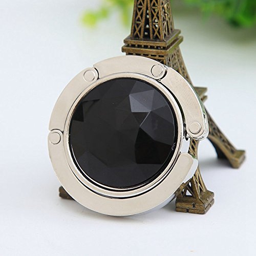 LingStar 1Pcs Portable Foldable Folding Crystal Alloy Purse Handbag Hook Hanger Bag Holder Black