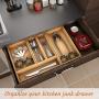 Drawer Organizer Bamboo Storage Boxes - for Kitchen Bathroom Office Desk Wooden Stackable Tray 9x6x2.5inch