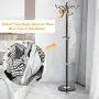 Tangkula 70" Metal Coat Tree, Coat Racks with 15 Hooks, Hat Jacket Stand Tree Holder Hanger Rack w/Marble Base (Black)