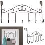 Rbenxia Over the Door Hanger Rack - Decorative Metal Hanger Holder for Home Office Use 7 Hooks Brown