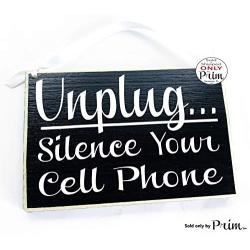 Unplug Silence Cell Phone 8x6 (Choose Color) Rustic Shhh In Session Quiet Sign Custom Handmade Welcome Door Office Hanger Sign