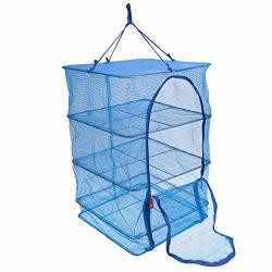 40 x 40 x 65cm 4 Layers Fish Drying Net Durable Drying Rack Folding Hanging Vegetable Fish Dishes Dry Rack PE Hanger