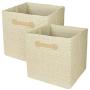 Foldable Storage Cubes Bins Organizer, 13x13in, Beige