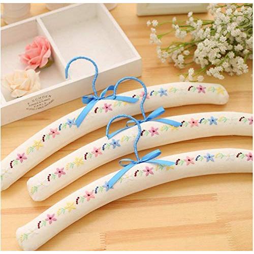 5pcs Random Color Pink Blue Fabric Padded Hanger for Clothes Dress, Non Slip Cotton Coat Hanger with Bowknot Flower