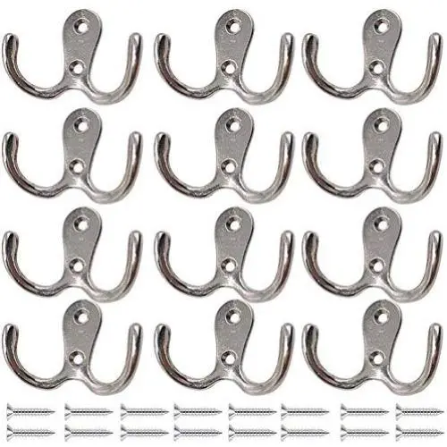 Rustic Coat Hooks Double Prong Wall Mounted 12 Packs with 28 Screws 20 LB Utility Hooks Heavy Duty Towel Hooks Retro Double Hooks for Coat, Scarf, Bag, Towel, Key, Cap, Cup (5# Silver 12 Pack) Rustic Coat Hooks Double Prong Wall Mounted 12 Packs with 28 Screws 20 LB Utility Hooks Heavy Duty Towel Hooks Retro Double Hooks for Coat, Scarf, Bag, Towel, Key, Cap, Cup (5# Silver 12 Pack)