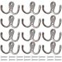 Rustic Coat Hooks Double Prong Wall Mounted 12 Packs with 28 Screws 20 LB Utility Hooks Heavy Duty Towel Hooks Retro Double Hooks for Coat, Scarf, Bag, Towel, Key, Cap, Cup (5# Silver 12 Pack)