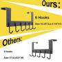 WEBI Over The Door Hook Door Hanger:Over The Door Towel Rack with 6 Coat Hooks for Hanging,Metal Towel Hanger Door Coat Hanger Over Door Coat Rack for Towels,Clothes,Back of Bathroom,Black
