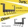 WEBI Over The Door Hook Door Hanger:Over The Door Towel Rack with 6 Coat Hooks for Hanging,Metal Towel Hanger Door Coat Hanger Over Door Coat Rack for Towels,Clothes,Back of Bathroom,Black