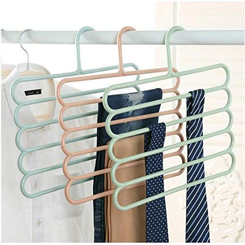 10PC Random Color Pants Hangers Multifunction Trousers Hanger Storage Rack Clothes Hanger Tie Scarfs Belt Towel Non-Slip Magic Hanger Decoration