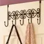 1 pcs Hat Bag Towel Coat Clothes Over Door Bathroom Hanger Hanging Rack Holder 5 Hooks black