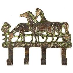 Indianshelf Handmade 1 Artistic Vintage Multicolor Brass Horse Decor Coat Hooks Holders/Heavy Duty Hooks