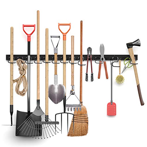 INCLY Garage Storage System 48 Inch, Wall Hooks and Hanger, Garden Organizer,Tool Holder Wall Mount for Garden Garage INCLY Garage Storage System 48 Inch, Wall Hooks and Hanger, Garden Organizer,Tool Holder Wall Mount for Garden Garage