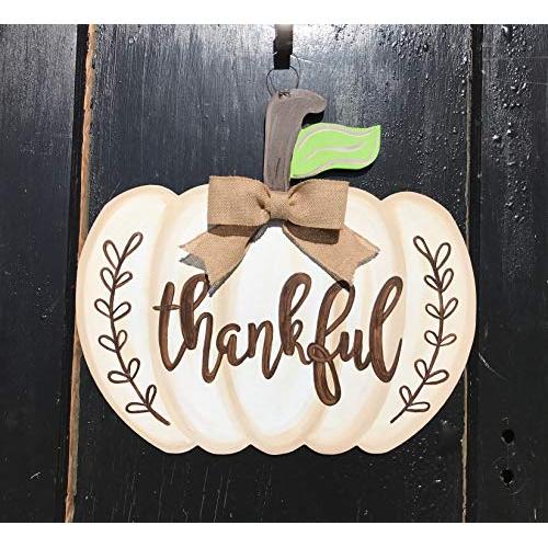 Thankful pumpkin door hanger Farmhouse fall pumpkin wreath