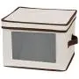 Household Essentials 536 Dinnerware Storage Boxes with Lid and Handles | Storage Bin for Dinner Plates | Natural Canvas with Brown Trim Household Essentials 536 Dinnerware Storage Boxes with Lid and Handles | Storage Bin for Dinner Plates | Natural Canvas with Brown Trim
