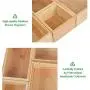 5-Piece Storage Boxes Dividers Set & Drawer Organizer with 100% Natural Bamboo, Silverware Tray for Office Desk Supplies and Accessories, Bathroom & Kitchen