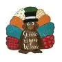 Gobble Til You Wobble Turkey Wood Door Hanger, Thanksgiving Wreath Wood Sign, Turkey Day Door Decor, Family Name Gift, Housewarming Gift