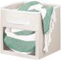 mDesign Soft Fabric Closet Storage Organizer Cube Bin Boxes with Easy-View Front Window, Handle - for Child/Kids Room, Nursery, Playroom, Furniture Unit, Shelf - 11" High, 2 Pack - Cream/White