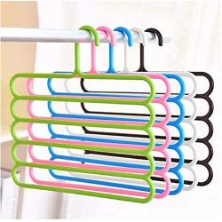 5PC Random Color 5 Layers Non-Slip Multi Functional Clothes Hangers Pants Storage Hangers Cloth Rack Scarf Tie Rack Space Saving Organizer