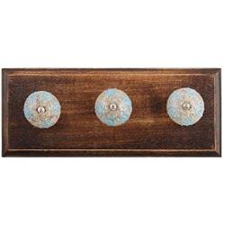 Indianshelf Handmade 1 Artistic Vintage Blue Wooden Circles Crackle Coat Hooks Hangers/Clothes Hooks Door Mount