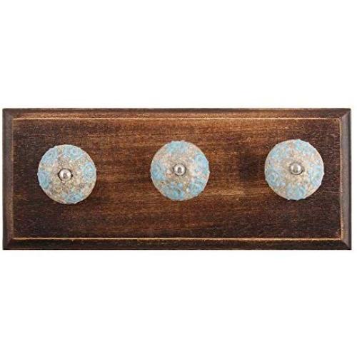 Indianshelf Handmade 1 Artistic Vintage Blue Wooden Circles Crackle Coat Hooks Hangers/Clothes Hooks Door Mount