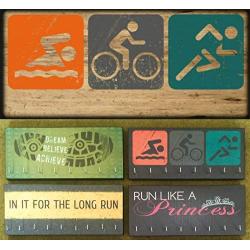 Race Medal Holder/Athletic Medal Hanger -SWIM BIKE RUN - Triathlon. Wood Wall Mounted Medal Organizer.