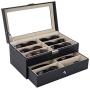 AUTOARK Leather 12 Piece Eyeglasses Storage and Sunglass Glasses Display Drawer Lockable Case Organizer,Black,AW-023