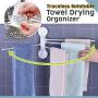 Swivel Towel Rack Wall Mounted Adhesive Traceless Rotatable Towel Bar,BCDshop Towel Holder Drying Organizer Hanger 4-Bar (White)