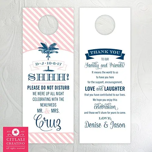 Wedding Door Hangers (set of 10) Palm Tree Shhh Do Not Disturb Wedding Door Hangers (set of 10) Palm Tree Shhh Do Not Disturb